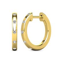 Diamond 1/10 ct tw Hoop Earrings in 10K Yellow Gold