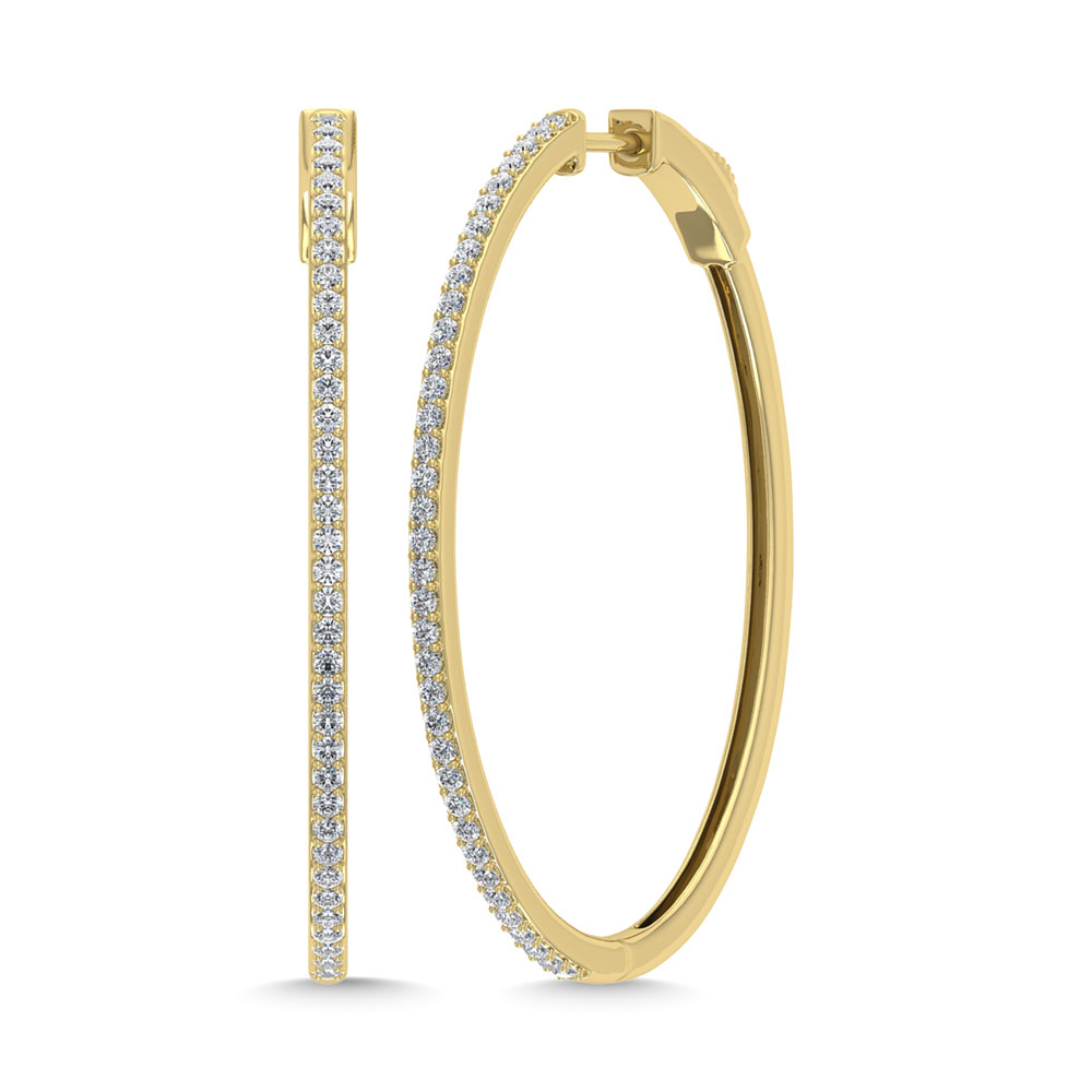 Diamond  1 1/3 Ct.Tw. Hoop Earrings in 10K Yellow Gold