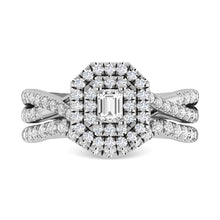 Diamond 1 Ct.Tw. Emerald Cut Bridal Ring in 14K White Gold