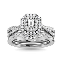 Diamond 1 Ct.Tw. Emerald Cut Bridal Ring in 14K White Gold