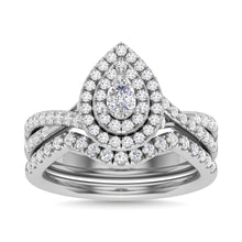 Diamond 1 Ct.Tw. Pear Cut Bridal Ring in 14K White Gold