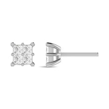 Diamond 1 Ct.Tw. Princess Cut Fashion Earrings in 14K White Gold