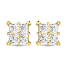 Diamond 3/4 Ct.Tw. Princess Cut Fashion Earrings in 14K Yellow Gold
