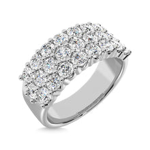Diamond 3 ct tw Round Cut Three Row Ring in 14K White Gold
