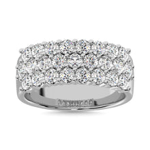 Diamond 3 ct tw Round Cut Three Row Ring in 14K White Gold