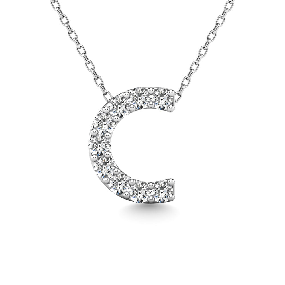 Diamond 1/10 Ct.Tw. Letter C Pendant in 14K White Gold"