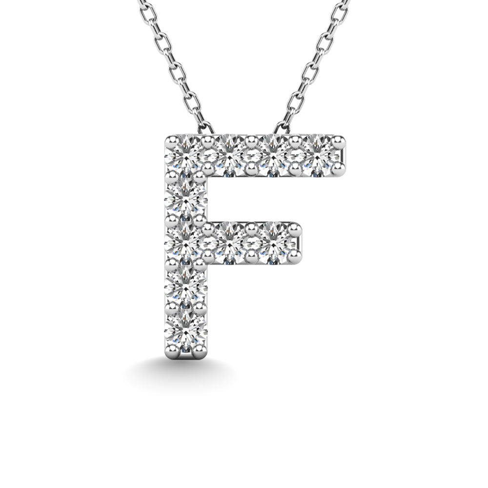Diamond 1/10 Ct.Tw. Letter F Pendant in 14K White Gold"