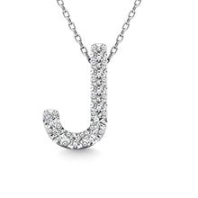 Diamond 1/10 Ct.Tw. Letter J Pendant in 14K White Gold
