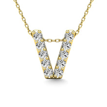 Diamond 1/10 Ct.Tw. Letter V Pendant in 14K Yellow Gold