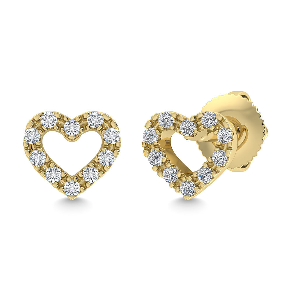 Diamond 1/20 Ct.Tw. Heart Earrings in 10K Yellow Gold