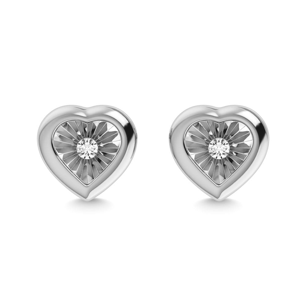 Diamond 1/50 Ct.Tw. Heart Earrings in 925 Silver