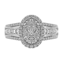 14K White Gold 1 Ct.Tw. Diamond Round and Baguette Engagement Ring