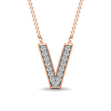 Diamond 1/20 Ct.Tw. Letter V Pendant in 10K Rose Gold