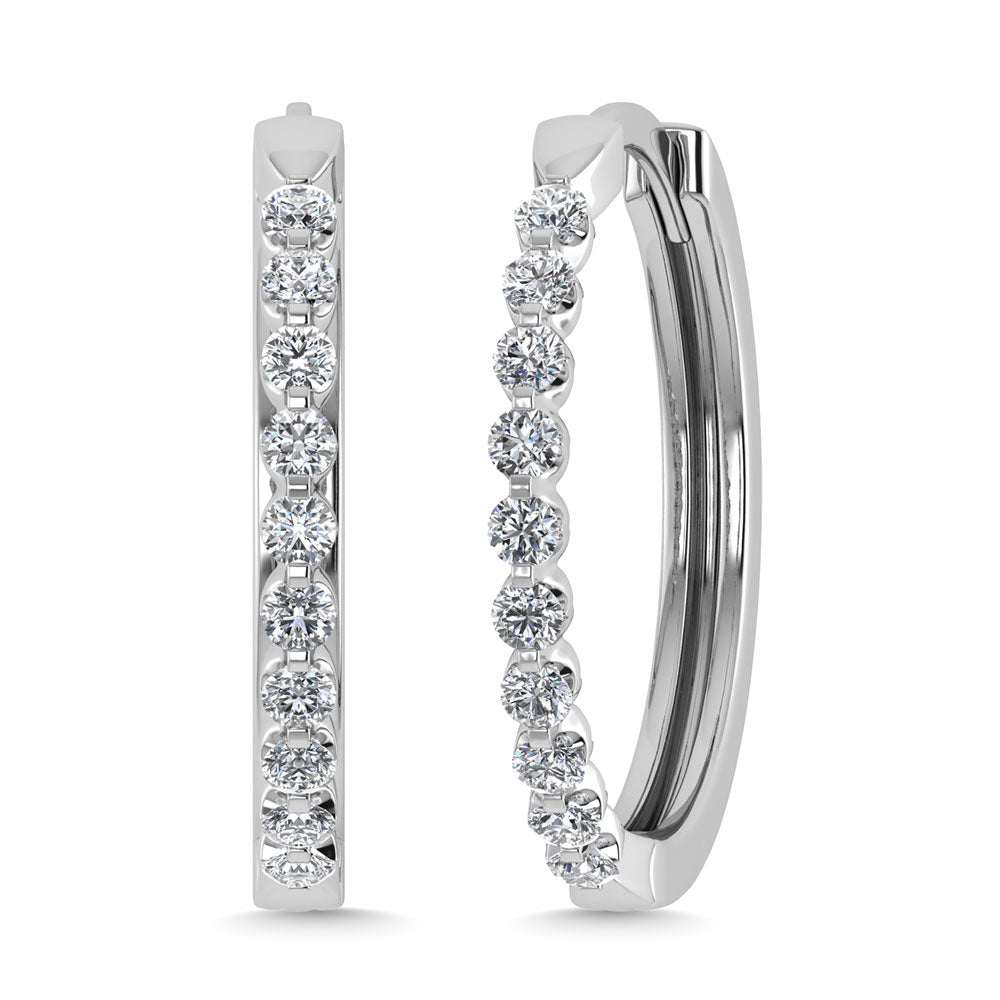 Diamond 1/2 Ct.Tw. Hoop Earrings in 14K White Gold