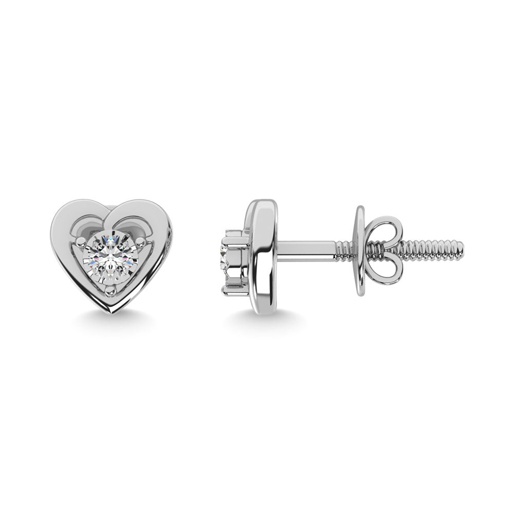 Diamond 1/50 Ct.Tw. Heart Earrings in Sterling Silver