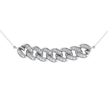 14K White Gold 1/5 Ct.Tw. Diamond Cuban Style Necklace