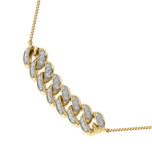 14K Yellow Gold 1/5 Ct.Tw. Diamond Cuban Style Necklace