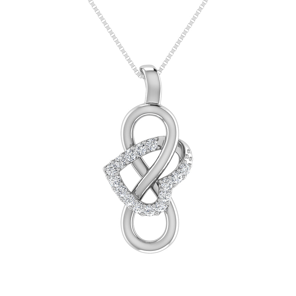 10K White Gold 1/8 Ct.Tw. Diamond Heart & Infinity Pendant