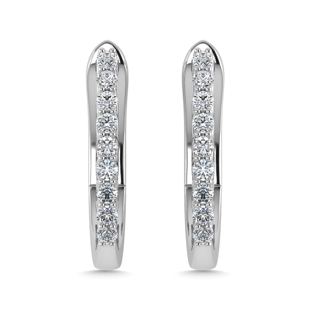 Diamond 1/4 Ct.Tw. Hoop Earrings in 14K White Gold