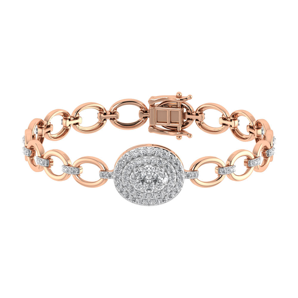 Diamond 1 7/8 Ct.Tw. Cuban Fashion Bracelets in 14K Rose Gold