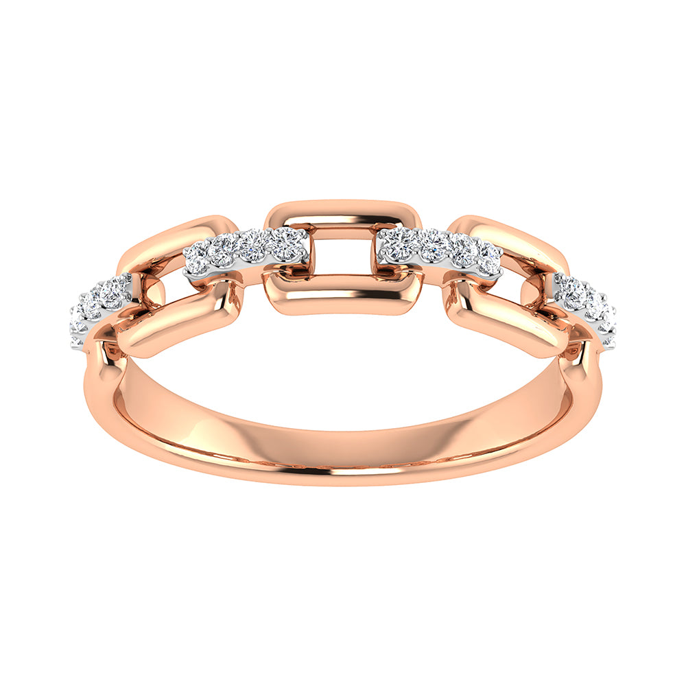 10K Pink Gold 1/8 Ct.Tw. Diamond Cuban Link Fashion Ring