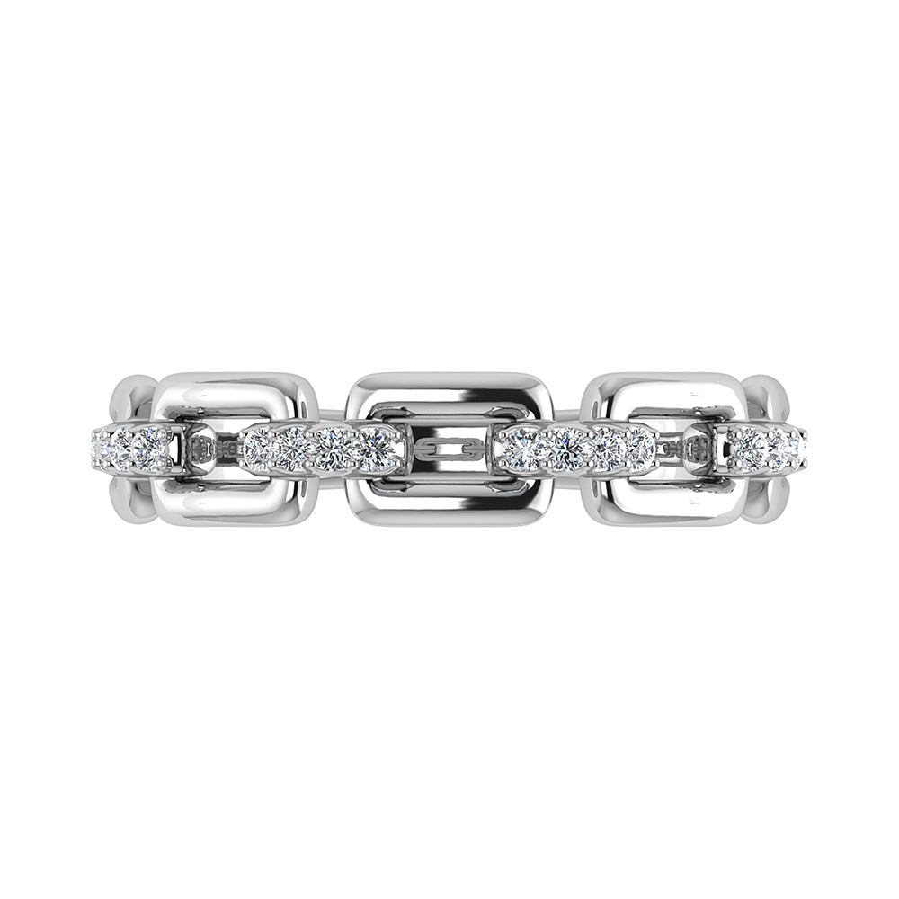 10K White Gold 1/8 Ct.Tw. Diamond Cuban Link Fashion Ring