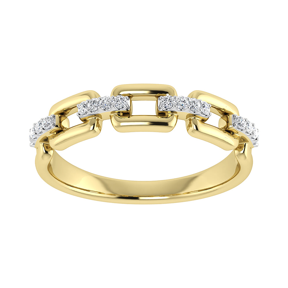 10K Yellow Gold 1/8 Ct.Tw. Diamond Cuban Link Fashion Ring