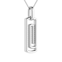 10K White Gold 1/6 Ct.Tw. Round Diamond Paper Clip Pendant