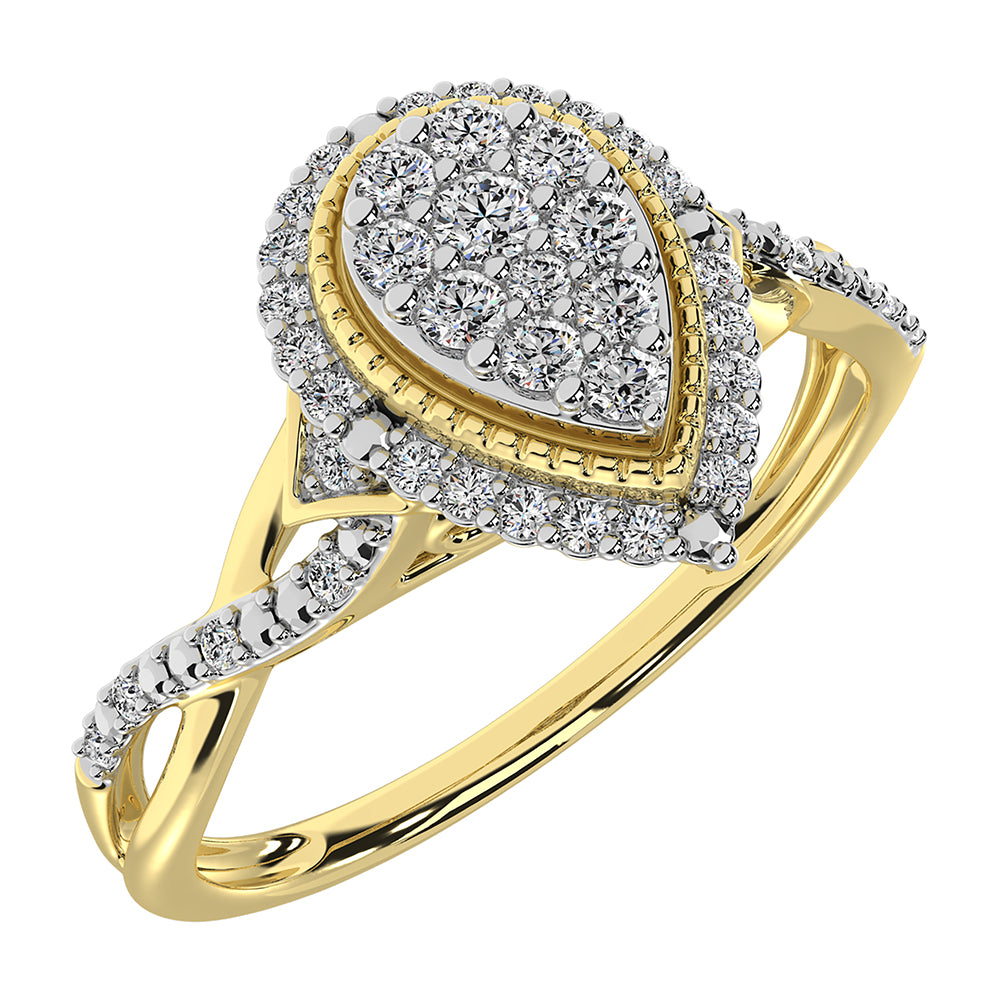 10K Yellow Gold 1/2 Ct.Tw. Diamond Pear Shape Engagement Ring