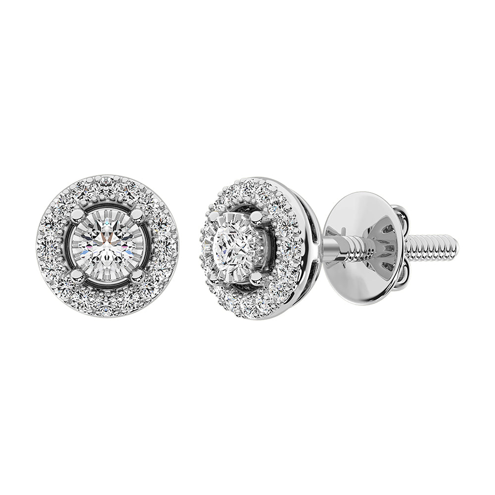 10K White Gold 1/6 Ct.Tw. Diamond Halo Earrings