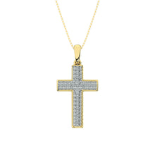 10K Yellow Gold 1/4 Ct.Tw. Diamond Pave Set Cross Pendant