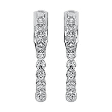 14K White Gold 1 5/8 Ct.Tw. Diamond Round Set Hoop Earrings