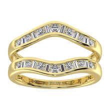 14K Yellow Gold 1/2 Ct.Tw. Diamond Round and Baguette Guard Ring