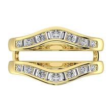 14K Yellow Gold 1/2 Ct.Tw. Diamond Round and Baguette Guard Ring