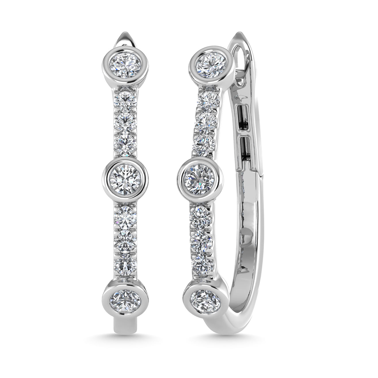 Diamond 3/4 Ct.Tw. Hoop Earrings in 10K White Gold