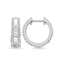 14K White Gold Diamond 1/2 Ct.Tw. Hoop Earrings