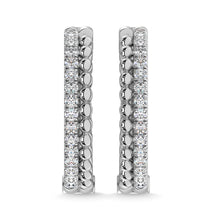 10K White Gold Diamond 1/5 Ct.Tw. Hoop Earrings