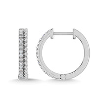 10K White Gold Diamond 1/5 Ct.Tw. Hoop Earrings