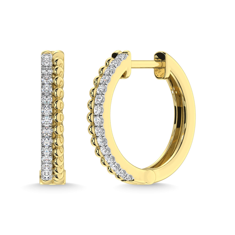 10K Yellow Gold Diamond 1/5 Ct.Tw. Hoop Earrings