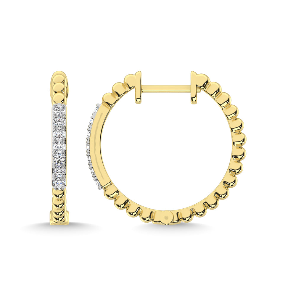 10K Yellow Gold Diamond 1/6 Ct.Tw. Hoop Earrings