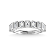 14K White Gold Diamond 1 1/3 Ct.Tw. Emerald Bezel Set Half Eternity Band