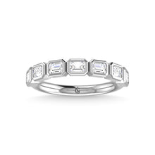 14K White Gold Diamond 1 Ct.Tw. Emerald Bezel Set Half Eternity Band