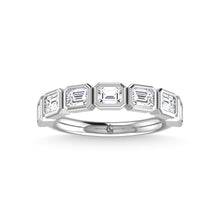 14K White Gold Diamond 1 3/8 Ct.Tw. Emerald Bezel Set Half Eternity Band