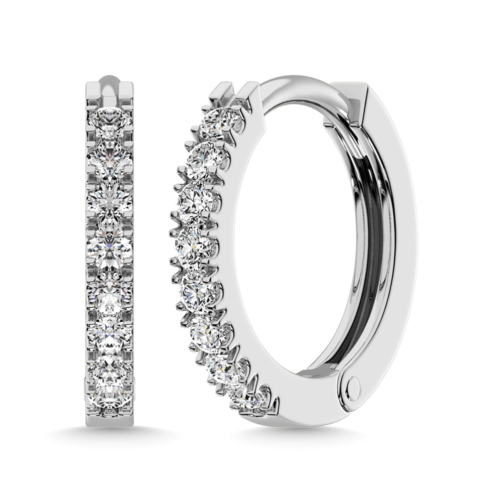 10K White Gold Lab Grown Diamond 1/4 Ct.Tw. Hoop Earrings