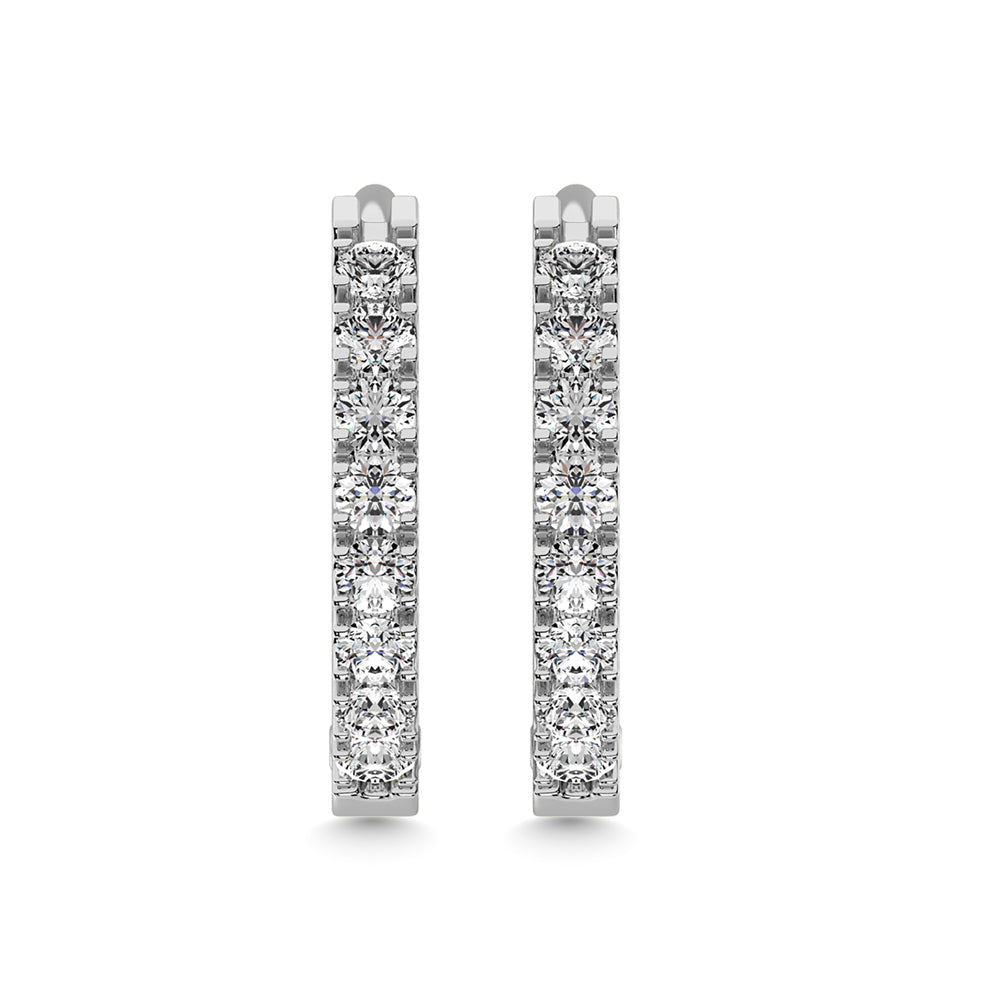 10K White Gold Lab Grown Diamond 1/4 Ct.Tw. Hoop Earrings