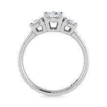 14K White Gold Lab Grown Diamond 2 Ct.Tw. Plain Shank Oval Shape Three Stone Engagement Ring