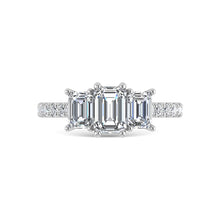 14K White Gold Lab Grown Diamond 1 1/2 Ct.Tw. Emerald Shape Three Stone Engagement Ring