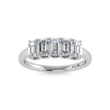 14K White Gold Lab Grown Diamond 1 1/2 Ct.Tw. Emerald shape 5 Stone Wedding Bands