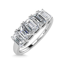 14K White Gold Lab Grown Diamond 1 1/2 Ct.Tw. Emerald shape 5 Stone Wedding Bands