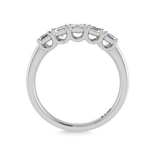 14K White Gold Lab Grown Diamond 1 1/2 Ct.Tw. Emerald shape 5 Stone Wedding Bands